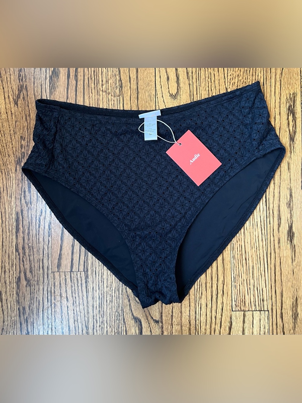 ANDIE SWIM High Waisted Bikini Bottom Medium Black Full Coverage Beach NWT $60